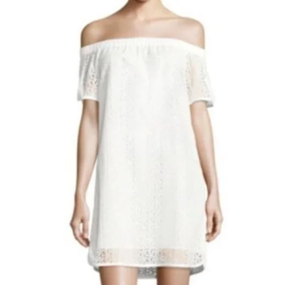 what are off the shoulder dresses called Cascade Couture White Off Shoulder Midi Dress